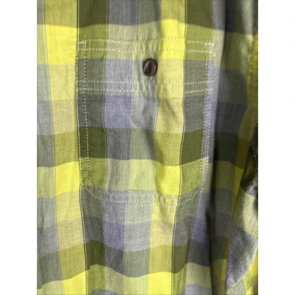 The North Face Mens XL Flannel Shirt Green Plaid Long Sleeve Button Down Gorp